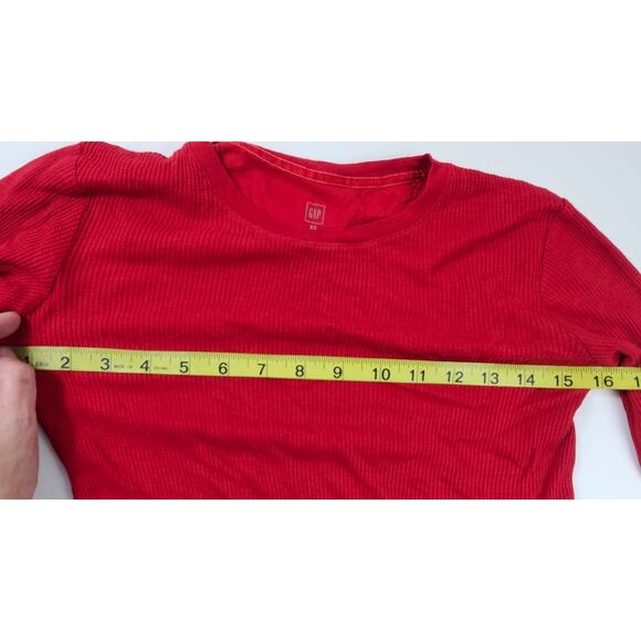 NWOT GAP red holiday waffle knit thermal bright red Christmas warm lounge XS - Picture 8 of 8
